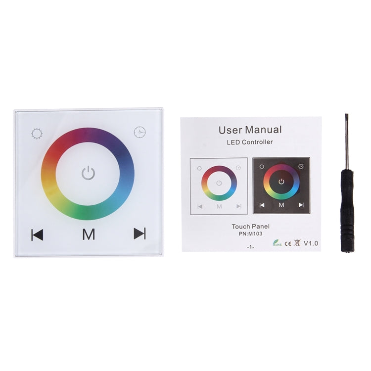 SX-M103 RGB Board Touch Panel LED Remote Controller, Support LED Backlight, Can Match the Remote Control, DC 12-24V(White)