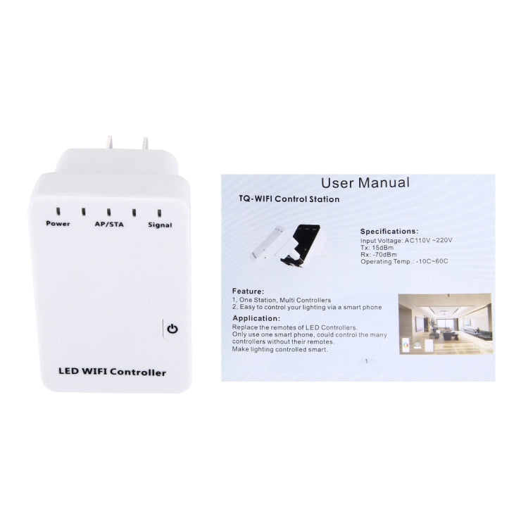 SX-WIFI-1 LED WiFi Remote Controller Smart Phone APP Controller, Support Single Channel / Double Channel / RGB / Music Controller, AC 110-220V, US Plug(White)