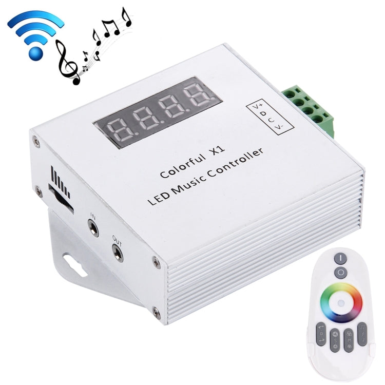 Colorful X1 LED Music Controller with 6-keys RF Wireless Remote Control, Support IC 6803 / 1903 / 2811 / 2812B, DC 5-24V(White)