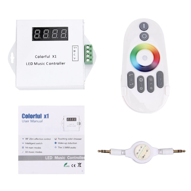 Colorful X1 LED Music Controller with 6-keys RF Wireless Remote Control, Support IC 6803 / 1903 / 2811 / 2812B, DC 5-24V(White)