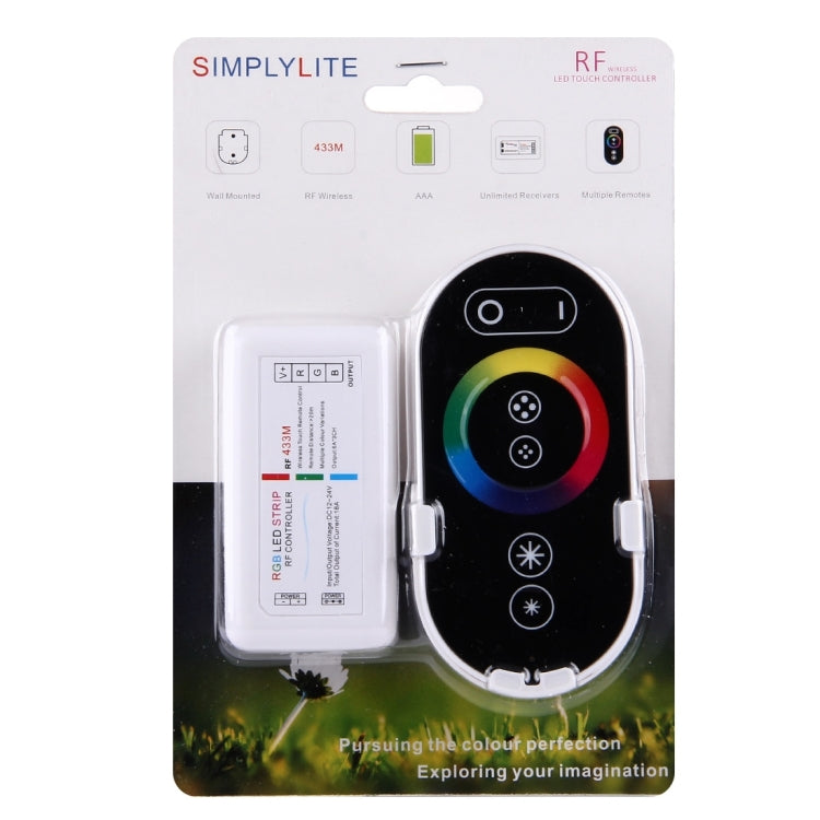 S103 RGB 6-keys RF Wireless LED Full Touch Controller with Wall Mount, DC 12-24V
