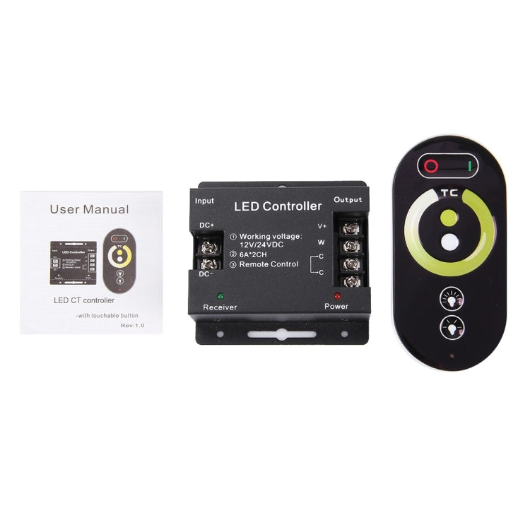 SX-031RF Double Channels Touch Series Wireless LED Remote Controller, DC 12-24V(Black)