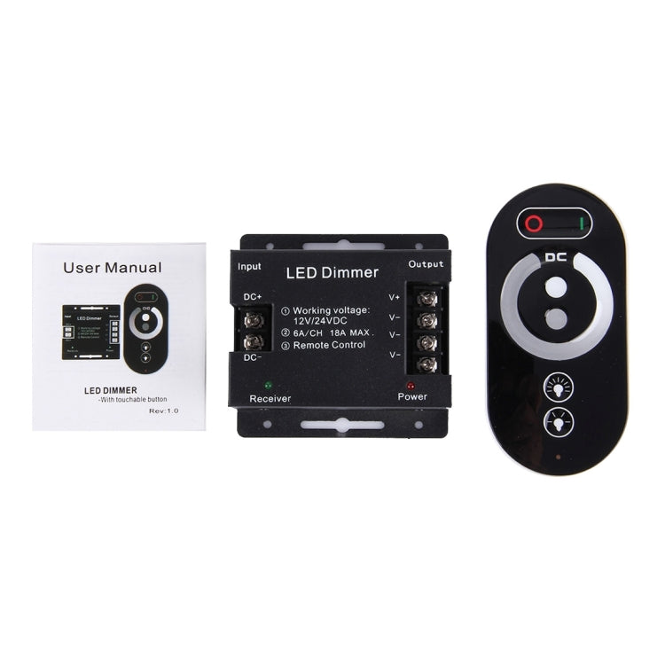 SX-032RF Single Channel Touch Series Wireless LED Remote Controller, DC 12-24V(Black)