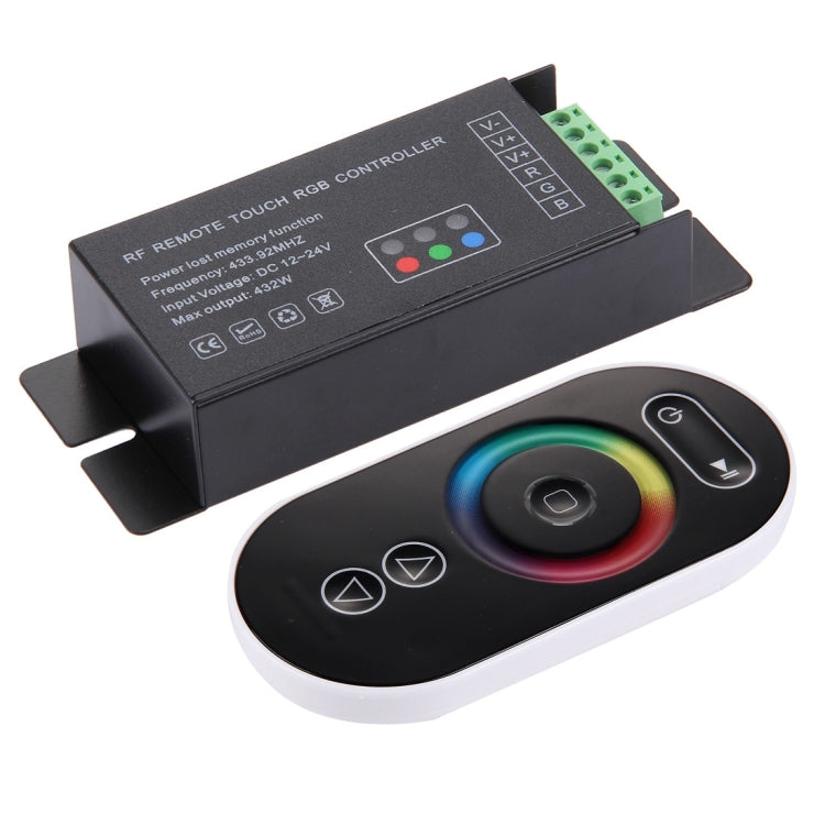 SX-GT888 RGB 5-keys 433.92MHz RF Wireless LED Full Touch Remote Controller, DC 12-24V(Black)