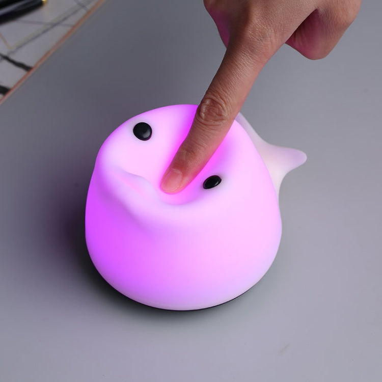 T10 Whale Shape Patted Colorful Light, Dry Battery Powered Silicone Energy-saving LED Night Lamp with Phone Holder(White)