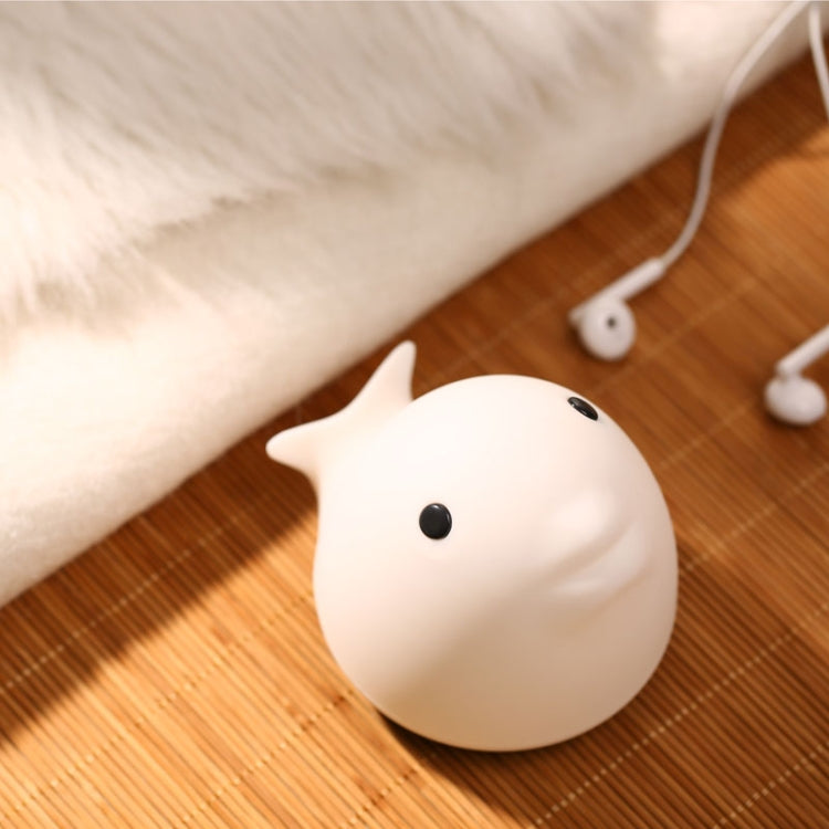 T10 Whale Shape Patted Colorful Light, Dry Battery Powered Silicone Energy-saving LED Night Lamp with Phone Holder(White)