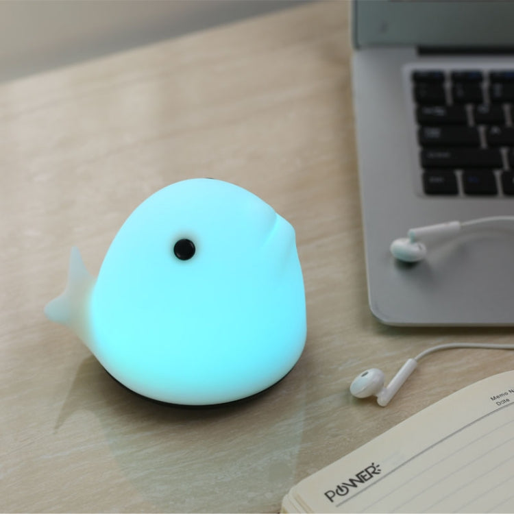 T10 Whale Shape Patted Colorful Light, Dry Battery Powered Silicone Energy-saving LED Night Lamp with Phone Holder(White)