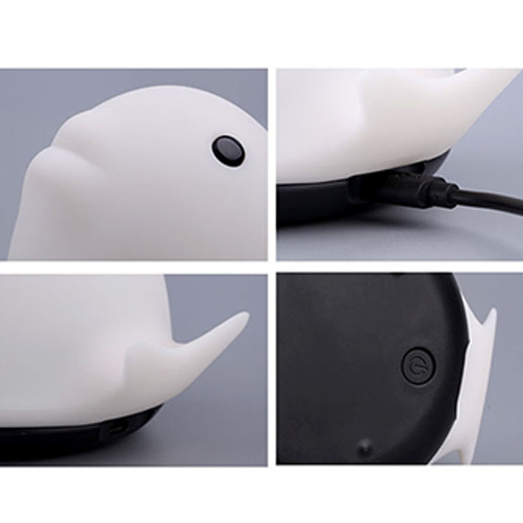 T10 0.4W Whale Shape Patted Colorful Light, USB Charging Silicone Energy-saving LED Night Lamp with Phone Holder(White)