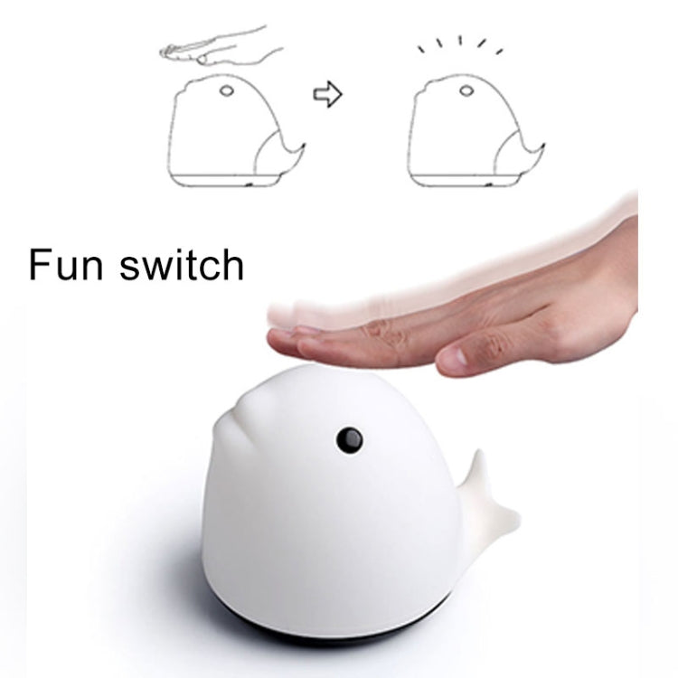 T10 0.4W Whale Shape Patted Colorful Light, USB Charging Silicone Energy-saving LED Night Lamp with Phone Holder(White)