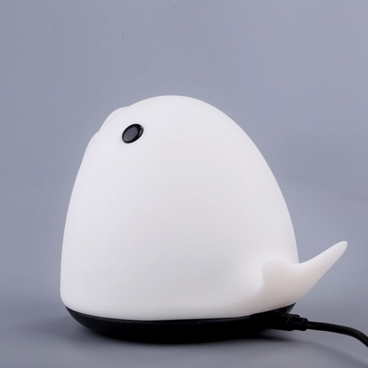 T10 0.4W Whale Shape Patted Colorful Light, USB Charging Silicone Energy-saving LED Night Lamp with Phone Holder(White)