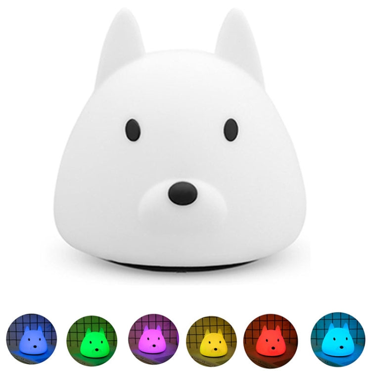 T6 Dog Shape Patted Colorful Light, Dry Battery Powered Silicone Energy-saving LED Night Lamp(White)