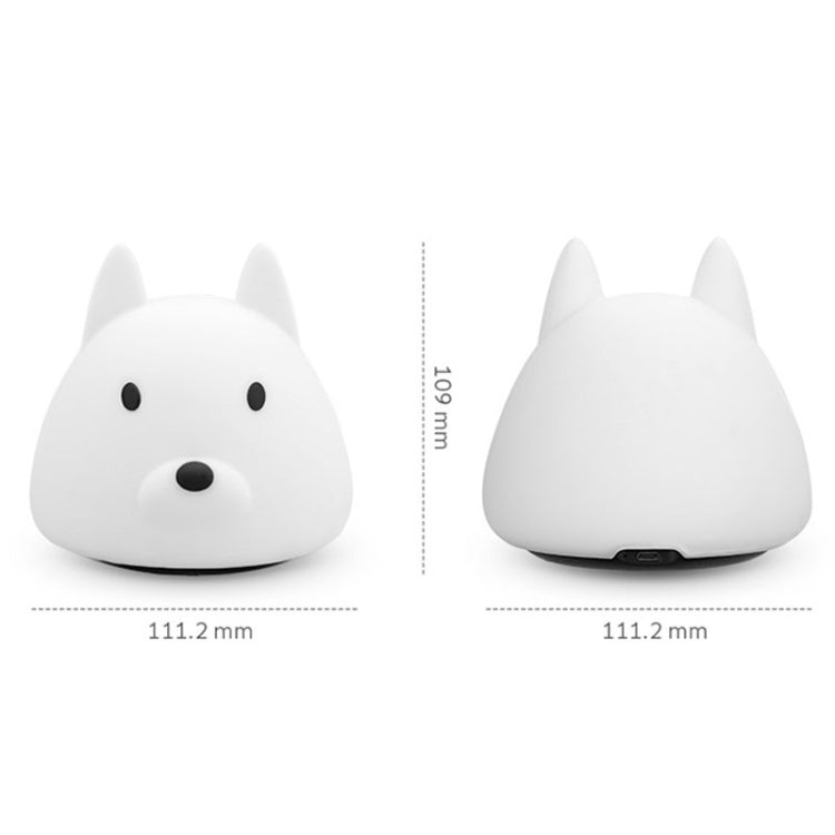 T6 Dog Shape Patted Colorful Light, USB Charging Silicone Energy-saving LED Night Lamp(White)