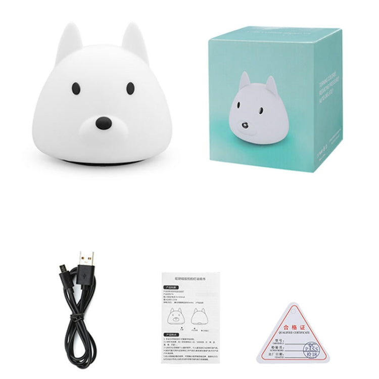 T6 Dog Shape Patted Colorful Light, USB Charging Silicone Energy-saving LED Night Lamp(White)
