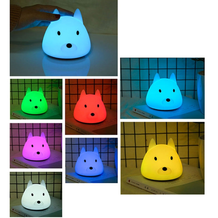T6 Dog Shape Patted Colorful Light, USB Charging Silicone Energy-saving LED Night Lamp(White)