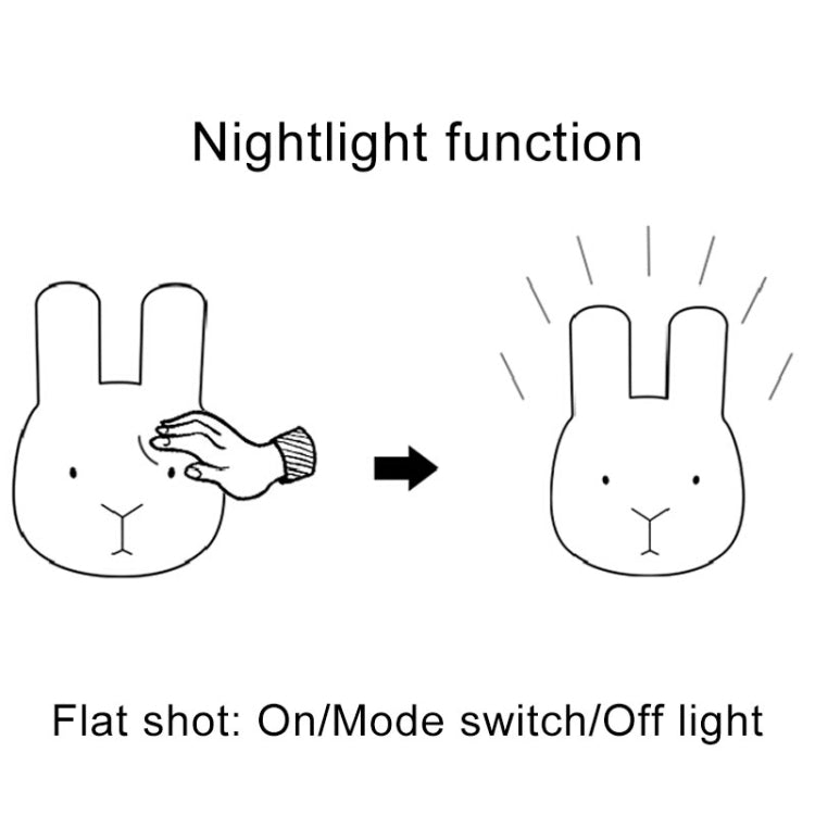 T5 Angola Rabbit Shape Patted Colorful Light, USB Charging Silicone Energy-saving LED Night Lamp(White)