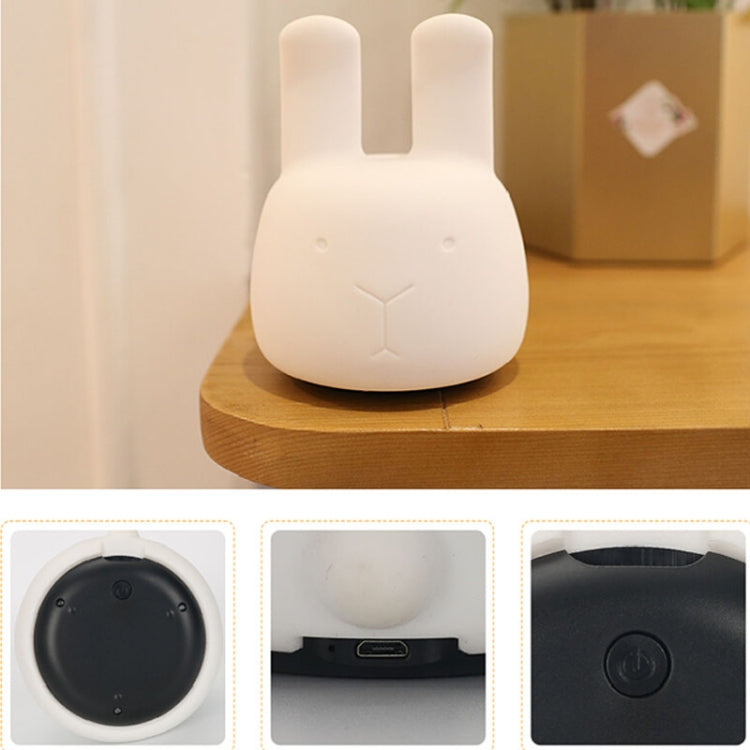 T5 Angola Rabbit Shape Patted Colorful Light, USB Charging Silicone Energy-saving LED Night Lamp(White)