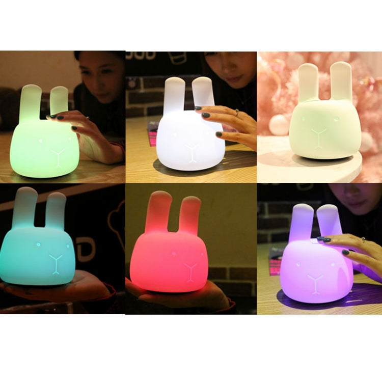 T5 Angola Rabbit Shape Patted Colorful Light, USB Charging Silicone Energy-saving LED Night Lamp(White)