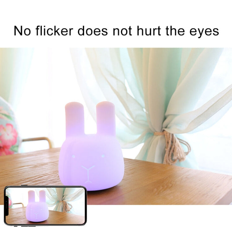 T5 Angola Rabbit Shape Patted Colorful Light, Dry Battery Powered Silicone Energy-saving LED Night Light(White)