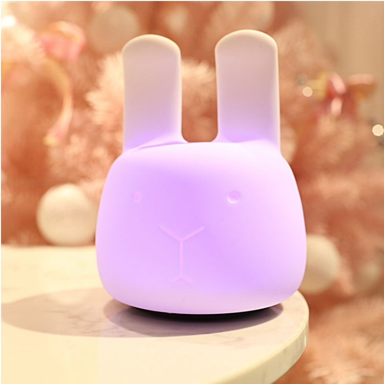 T5 Angola Rabbit Shape Patted Colorful Light, Dry Battery Powered Silicone Energy-saving LED Night Light(White)