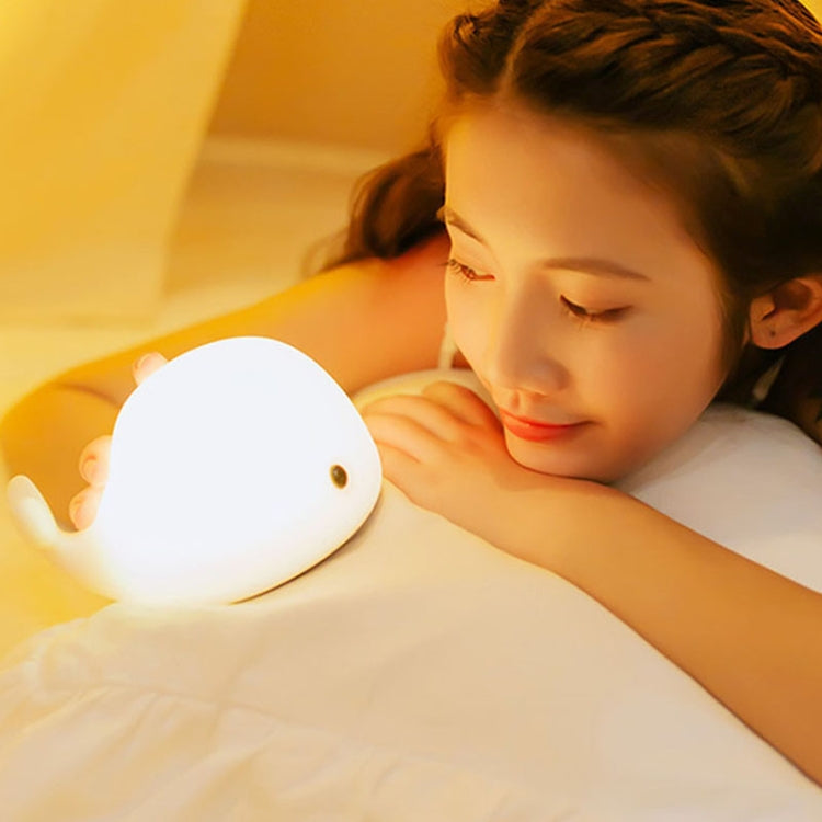 558 Dolphin Shape Patted Colorful Light, USB Charge Silicone Energy-saving LED Night Lamp(White)