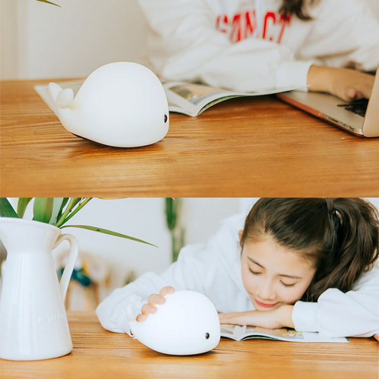 558 Dolphin Shape Patted Colorful Light, USB Charge Silicone Energy-saving LED Night Lamp(White)