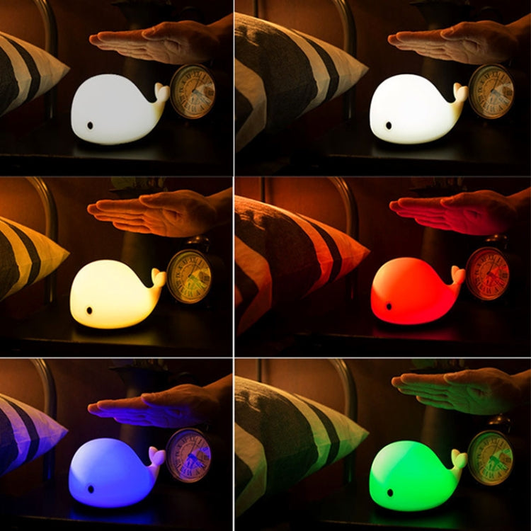 558 Dolphin Shape Patted Colorful Light, USB Charge Silicone Energy-saving LED Night Lamp(White)