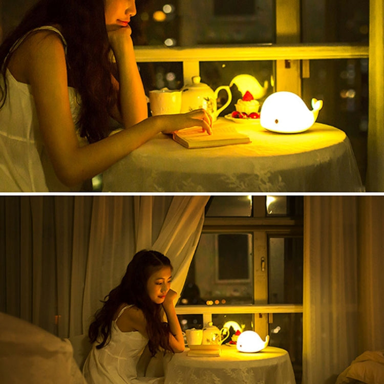 558 Dolphin Shape Patted Colorful Light, USB Charge Silicone Energy-saving LED Night Lamp(White)