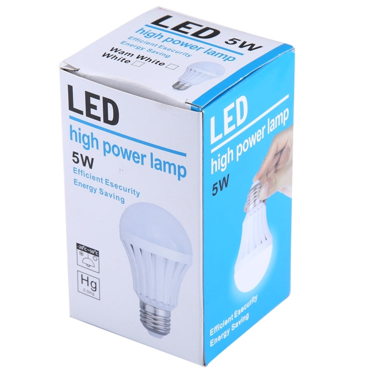E27 5W SMD 5730 LED Bulbs, 10 LEDs 480 LM 6000-6500K LED Intelligent Emergency Ball Steep Lights, AC 85-265V