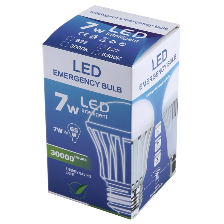 E27 7W SMD 5730 LED Bulbs, 14 LEDs 660 LM 6000-6500K LED Intelligent Emergency Ball Steep Lights, AC 85-265V