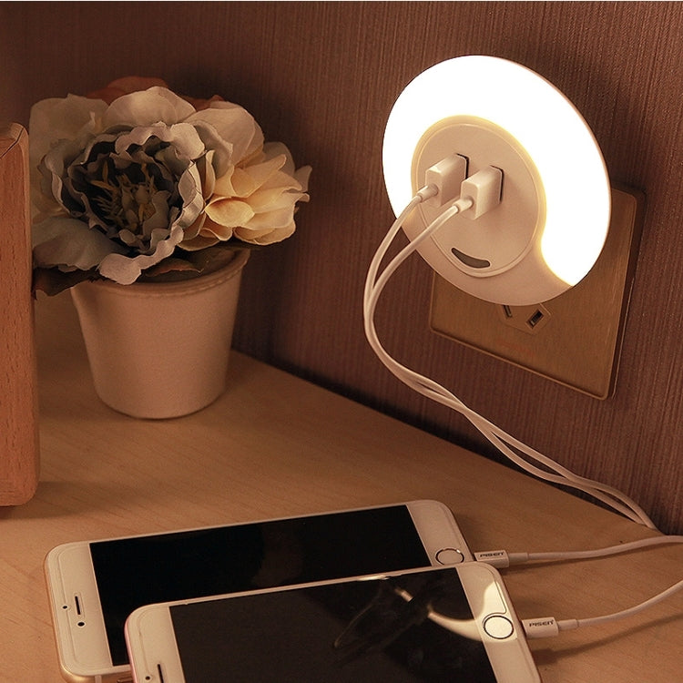 CH003 5V 3.1A LED Night Light, with Light Sensor and Dual USB Charge Port for Bedroom Home Illumination, US Plug