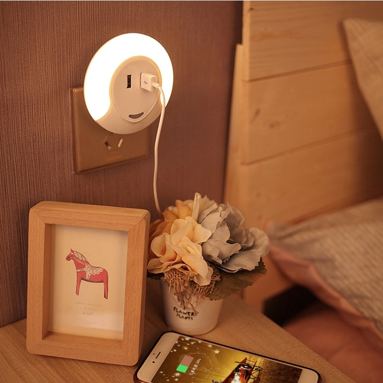 CH003 5V 3.1A LED Night Light, with Light Sensor and Dual USB Charge Port for Bedroom Home Illumination, US Plug