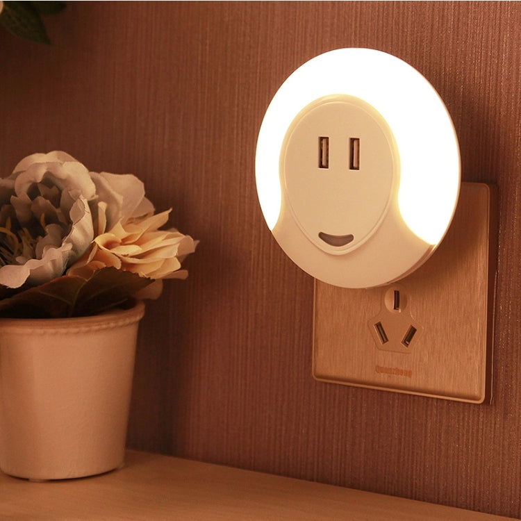 CH003 5V 3.1A LED Night Light, with Light Sensor and Dual USB Charge Port for Bedroom Home Illumination, US Plug