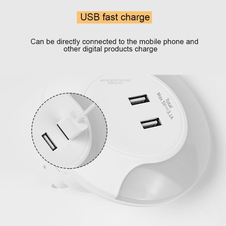 CH003 5V 3.1A LED Night Light, with Light Sensor and Dual USB Charge Port for Bedroom Home Illumination, US Plug