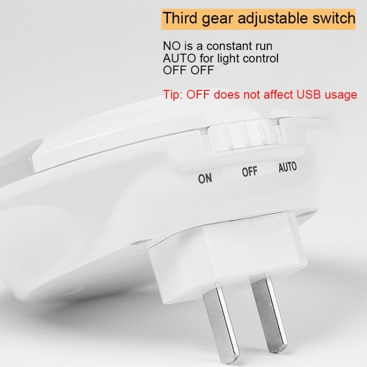 CH003 5V 3.1A LED Night Light, with Light Sensor and Dual USB Charge Port for Bedroom Home Illumination, US Plug