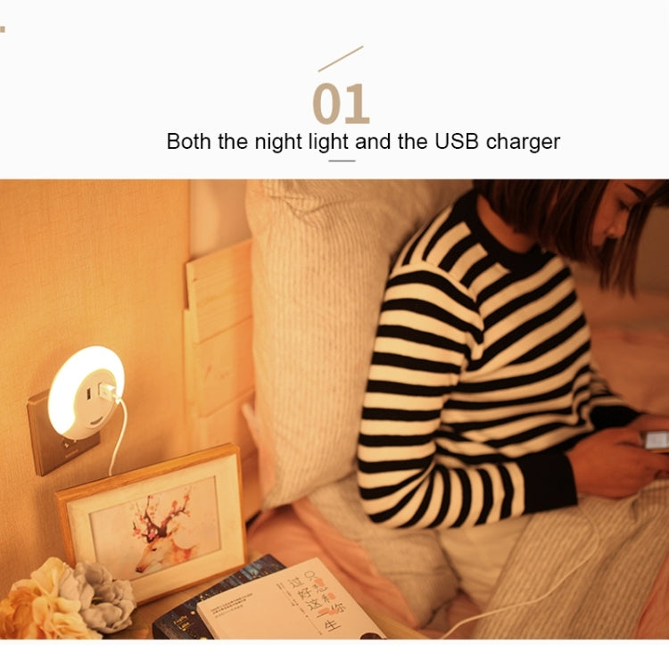 CH003 5V 3.1A LED Night Light, with Light Sensor and Dual USB Charge Port for Bedroom Home Illumination, US Plug