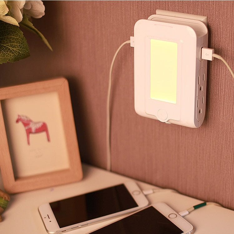 SE001 5V 2.1A LED Night Light , Dual USB Charge Port + 4 Sockets for Bedroom Home Illumination, US Plug