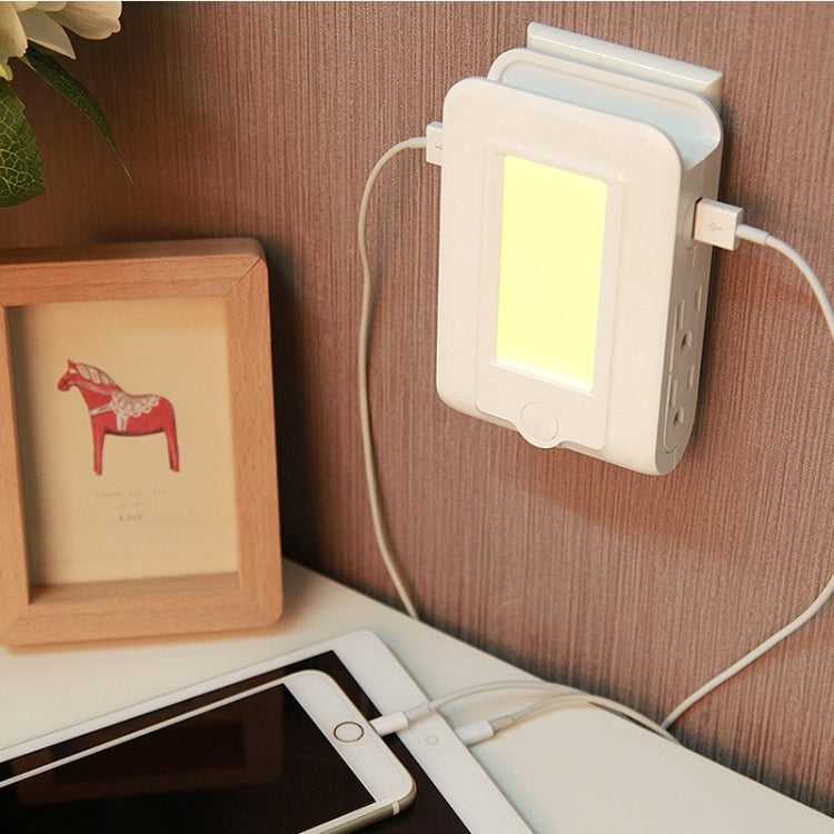 SE001 5V 2.1A LED Night Light , Dual USB Charge Port + 4 Sockets for Bedroom Home Illumination, US Plug