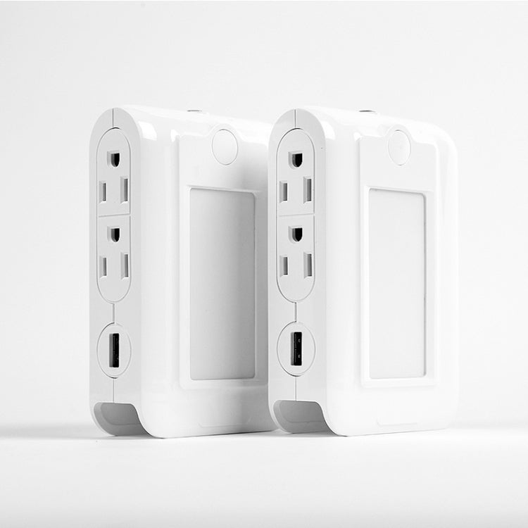 SE001 5V 2.1A LED Night Light , Dual USB Charge Port + 4 Sockets for Bedroom Home Illumination, US Plug