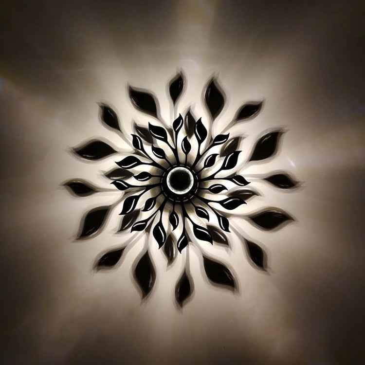 E14 5W Flower Shape Warm White LED Wall Light, Creative Acrylic Carve Shadow for Bedroom, Living Room, Diameter: 28cm, AC 110-220V(Black)