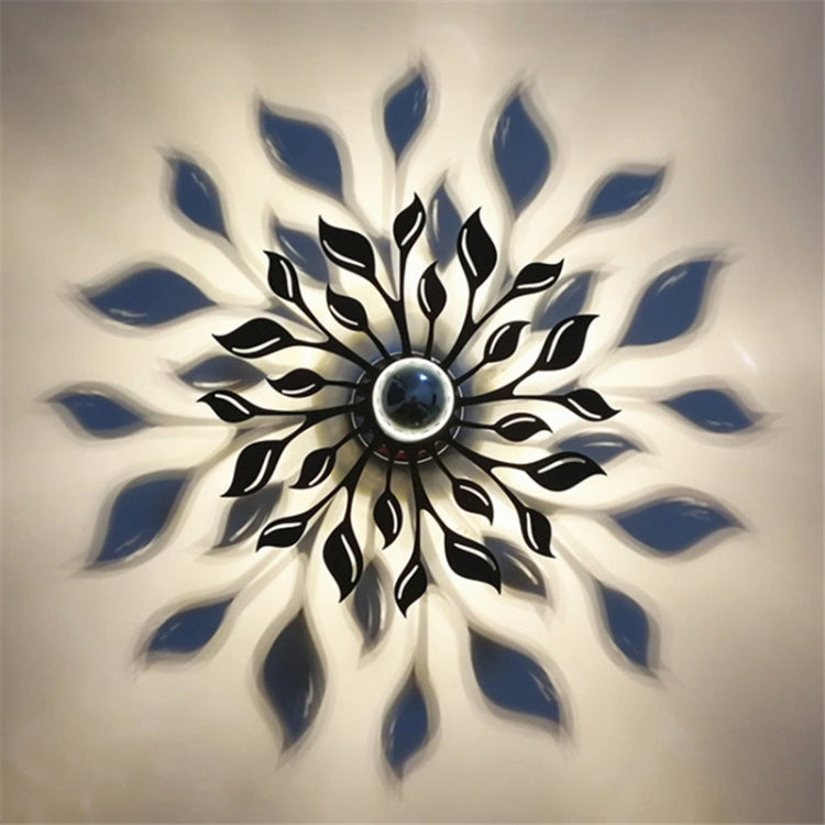 E14 5W Flower Shape Warm White LED Wall Light, Creative Acrylic Carve Shadow for Bedroom, Living Room, Diameter: 28cm, AC 110-220V(Black)