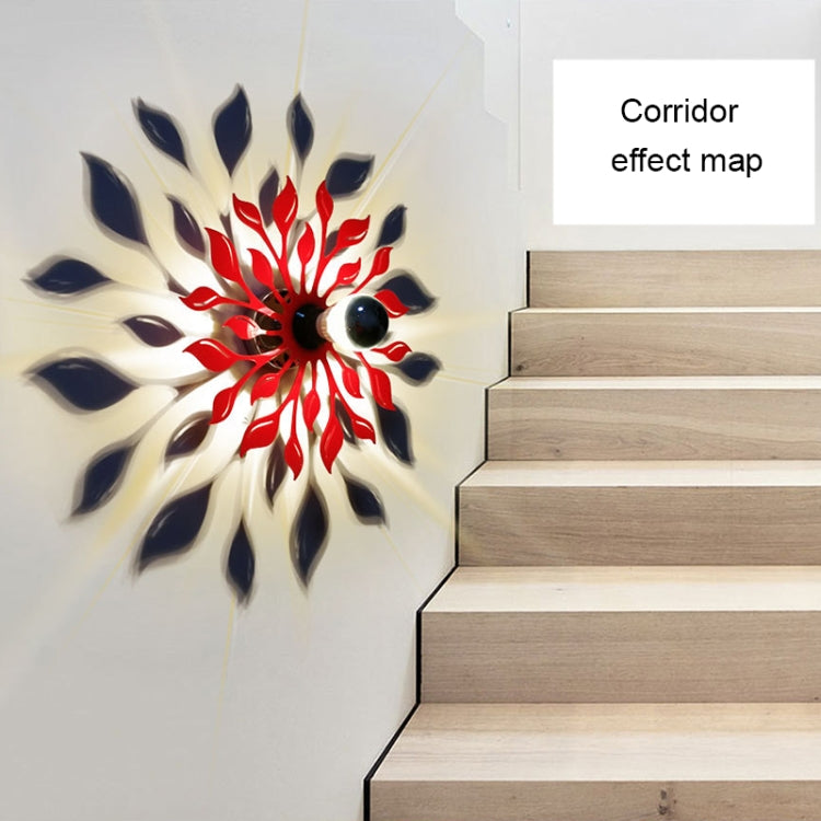 E14 5W Flower Shape Warm White LED Wall Light, Creative Acrylic Carve Shadow for Bedroom, Living Room, Diameter: 28cm, AC 110-220V(Black)