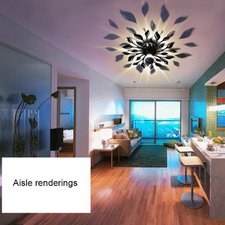 E14 5W Flower Shape Warm White LED Wall Light, Creative Acrylic Carve Shadow for Bedroom, Living Room, Diameter: 28cm, AC 110-220V(Black)