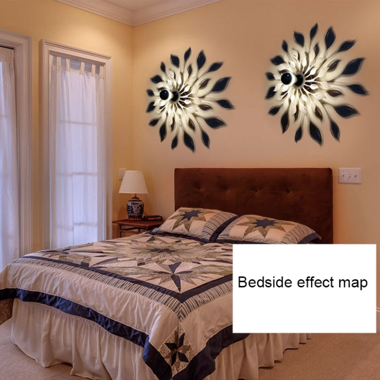 E14 5W Flower Shape Warm White LED Wall Light, Creative Acrylic Carve Shadow for Bedroom, Living Room, Diameter: 28cm, AC 110-220V(Black)