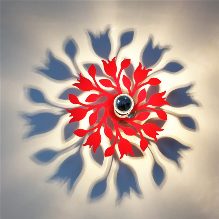 E14 5W Tulip Shape Warm White LED Wall Light , Creative Acrylic Carve Shadow for Bedroom, Living Room, Diameter: 28cm, AC 110-220V(Red)