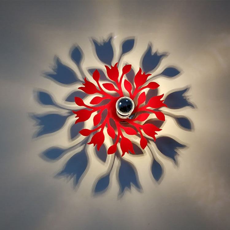 E14 5W Tulip Shape Warm White LED Wall Light , Creative Acrylic Carve Shadow for Bedroom, Living Room, Diameter: 28cm, AC 110-220V(Red)