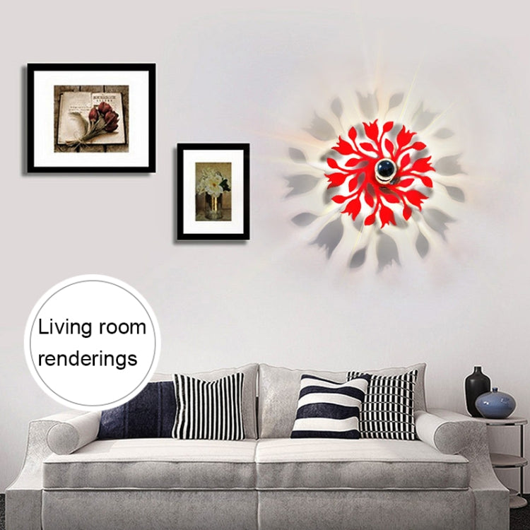 E14 5W Tulip Shape Warm White LED Wall Light , Creative Acrylic Carve Shadow for Bedroom, Living Room, Diameter: 28cm, AC 110-220V(Red)
