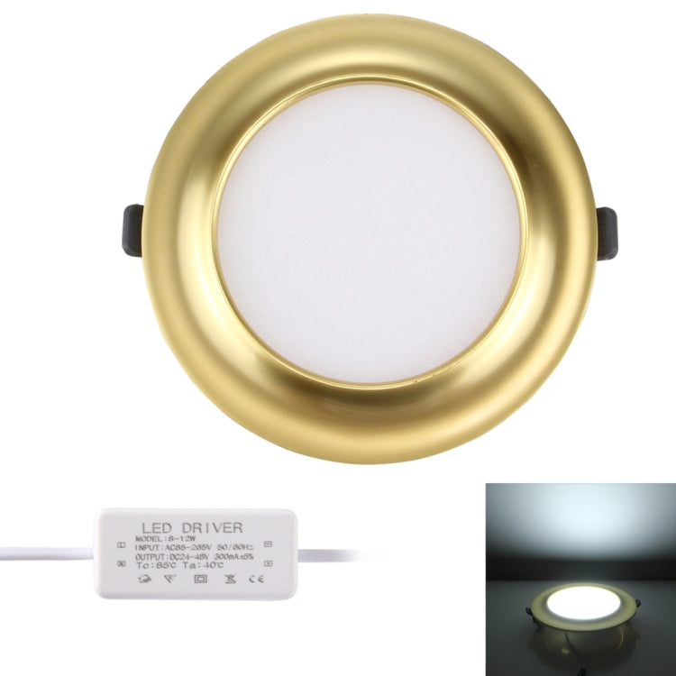 9W SMD 2835 White Light LED Ceiling Panel Light, 45 LEDs Round Electroplating with LED Driver, Surface Diameter: 120mm, AC 85-265V(Gold)