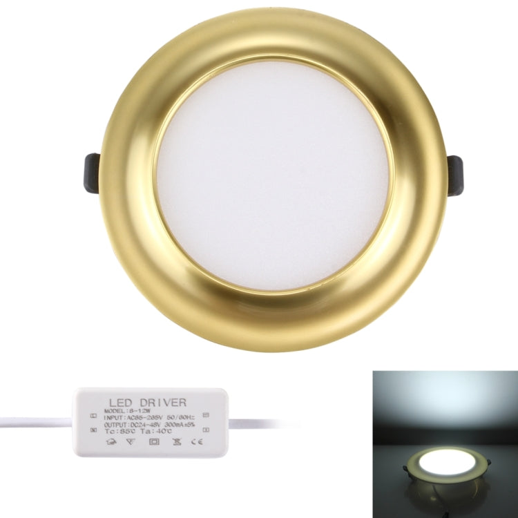 12W SMD 2835 White Light LED Ceiling Panel Light, 60 LEDs Round Electroplating with LED Driver, Surface Diameter: 145mm, AC 85-265V(Gold)