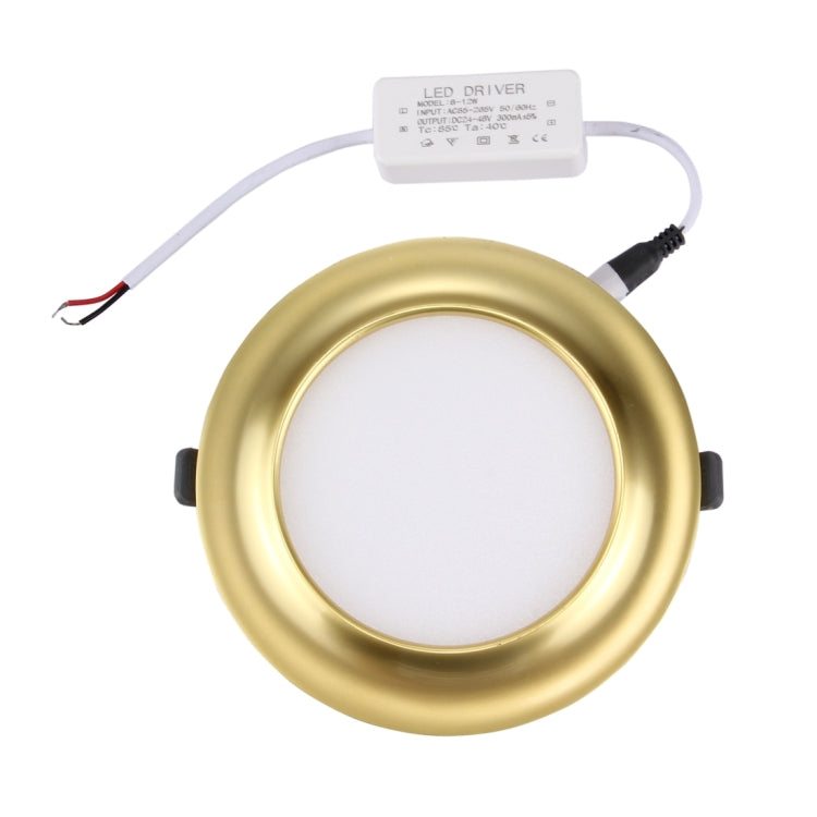 12W SMD 2835 White Light LED Ceiling Panel Light, 60 LEDs Round Electroplating with LED Driver, Surface Diameter: 145mm, AC 85-265V(Gold)