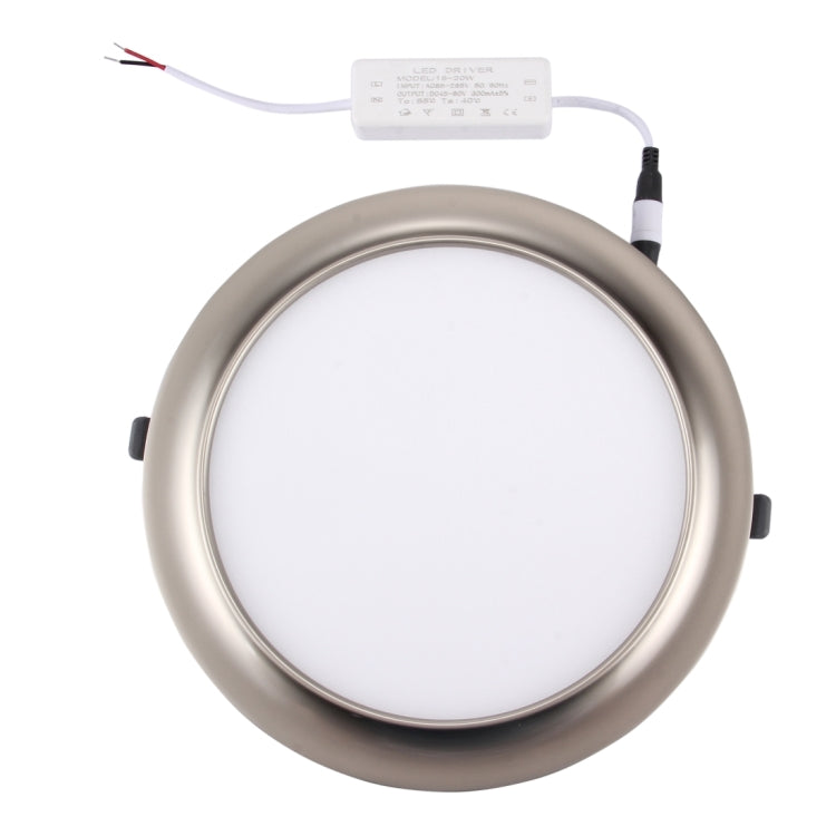 15W SMD 2835 White Light LED Ceiling Panel Light, 75 LEDs Round Electroplating with LED Driver, Surface Diameter: 190mm, AC 85-265V(Nickel)